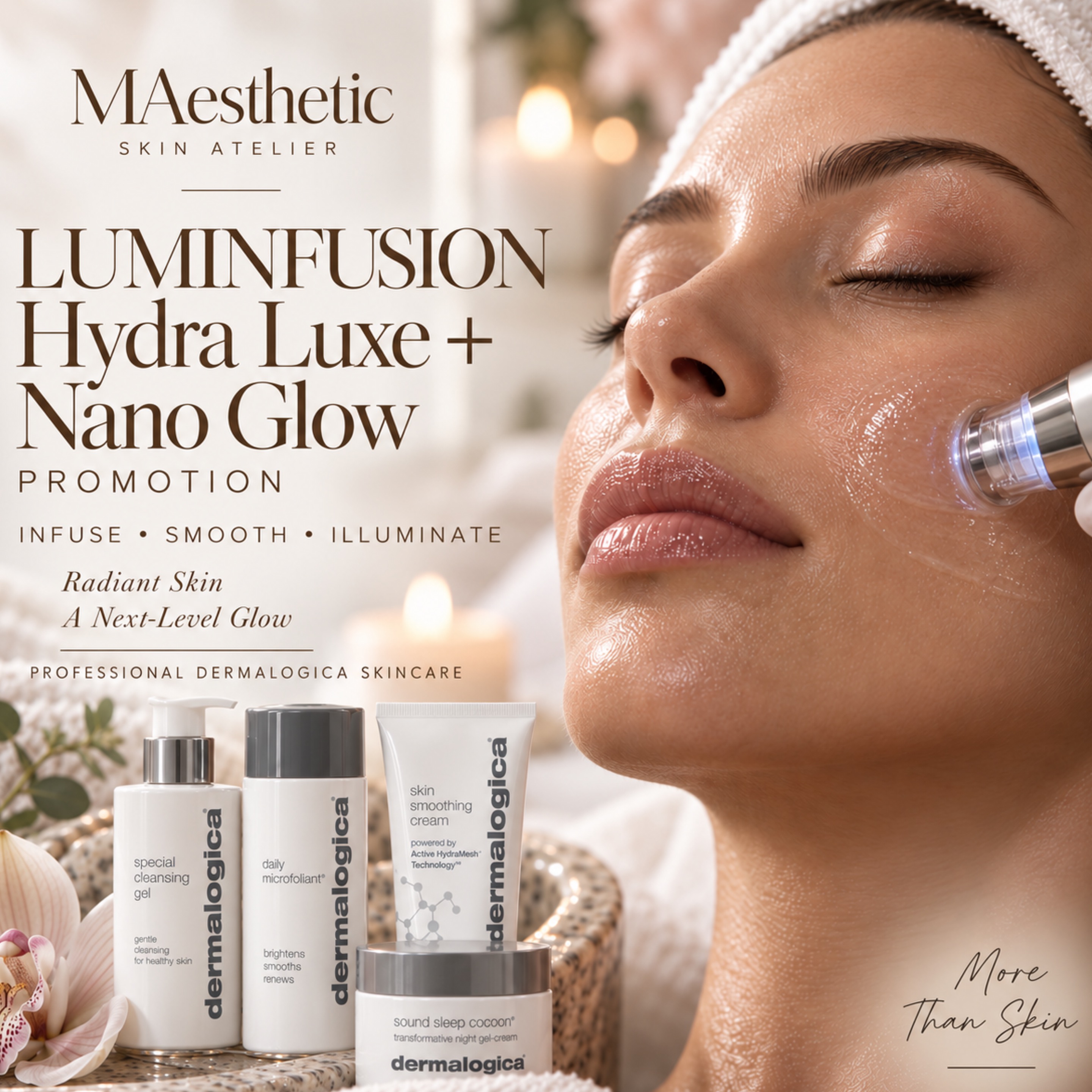 LUMINFUSION hydra luxe + nano glow treatment in Calgary at MAesthetics Skin Atelier