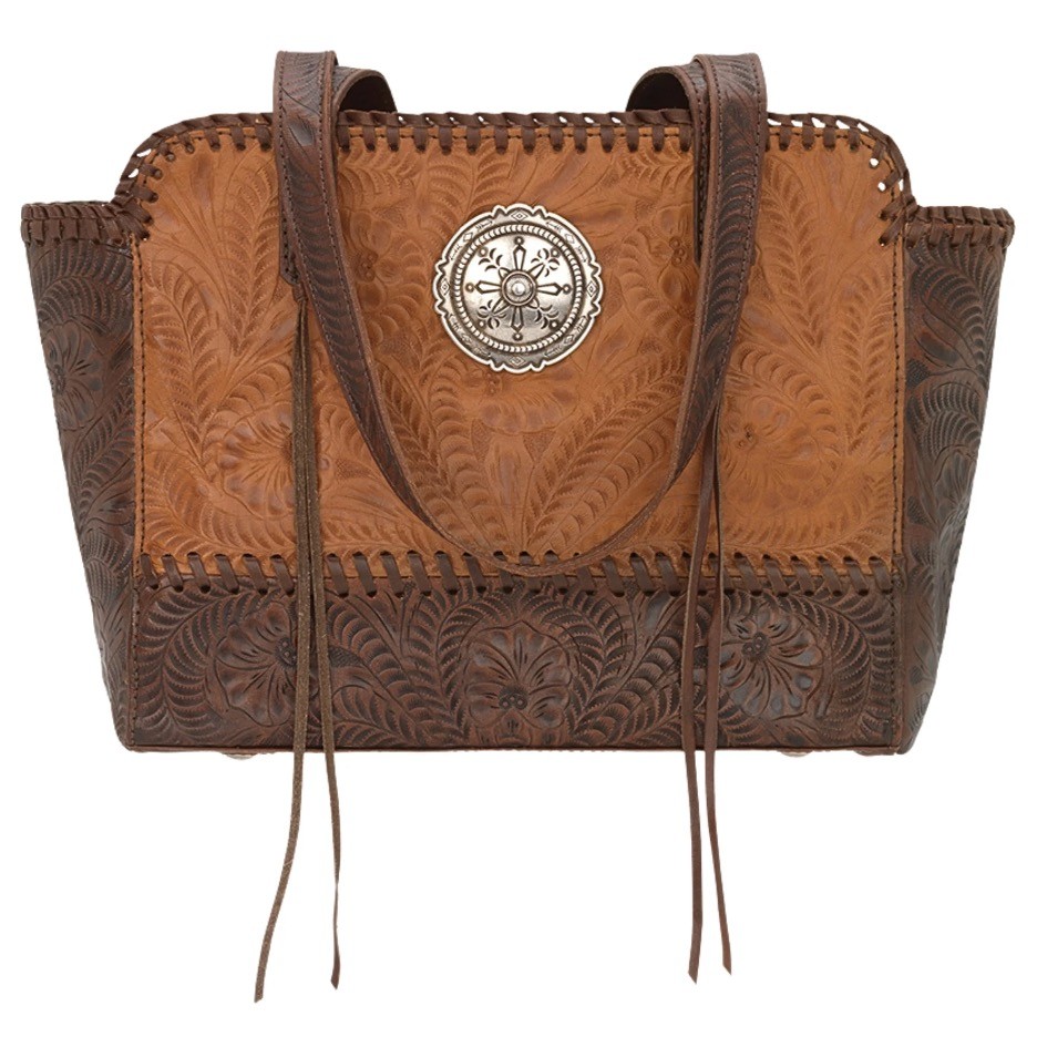 American West Annie’s Secret Zip Top Tote with Conceal Carry Pocket - Tan