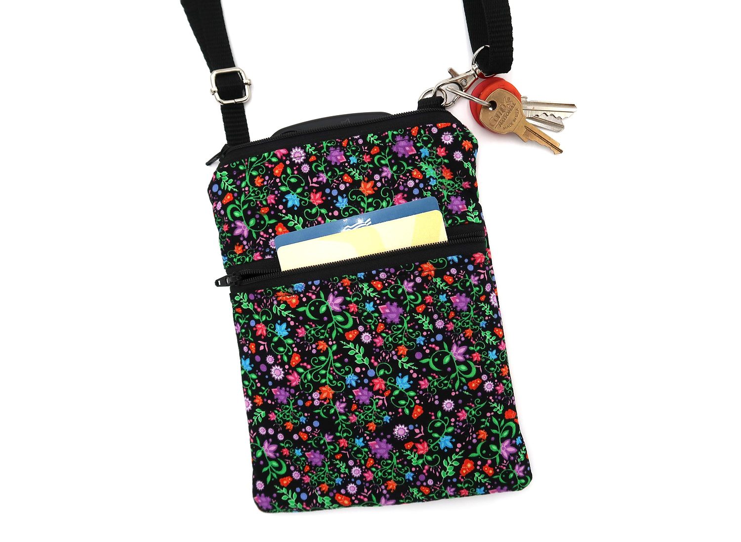 Small Crossbody Bag – Ditsy Flowers on Black, photo 4 of 4