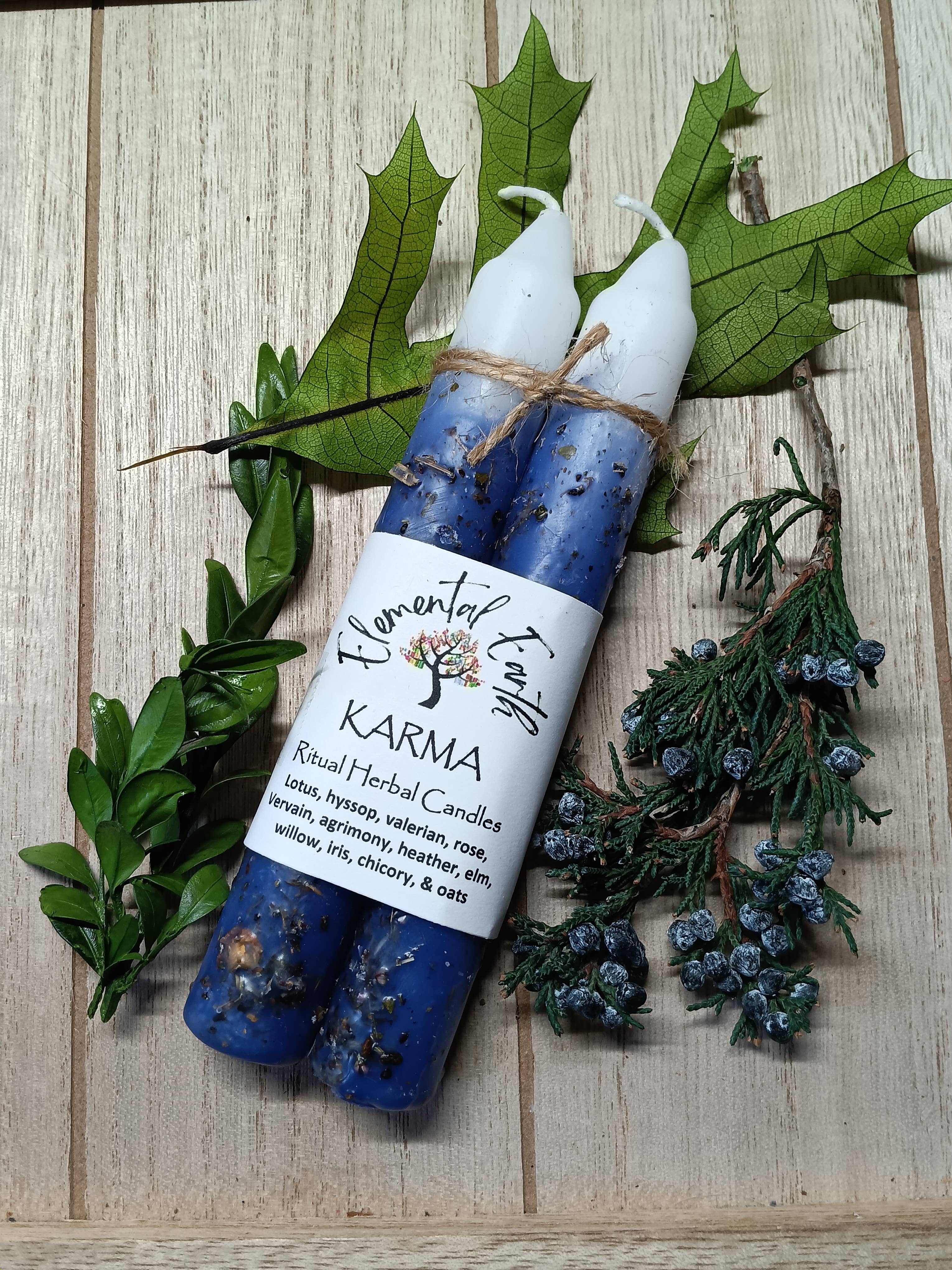 Elemental Earth - Karma Herbal 6 inch Ritual Intention Candles