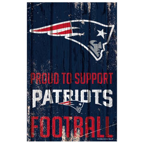 New England Patriots Proud to Support Wooden Sign 11x17"