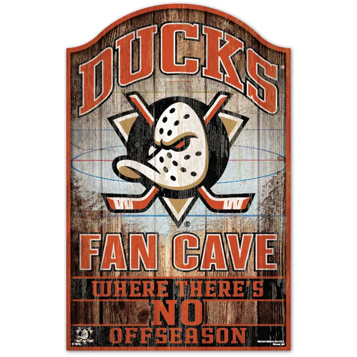 Anaheim Ducks Wood Fan Cave Sign 11x17"