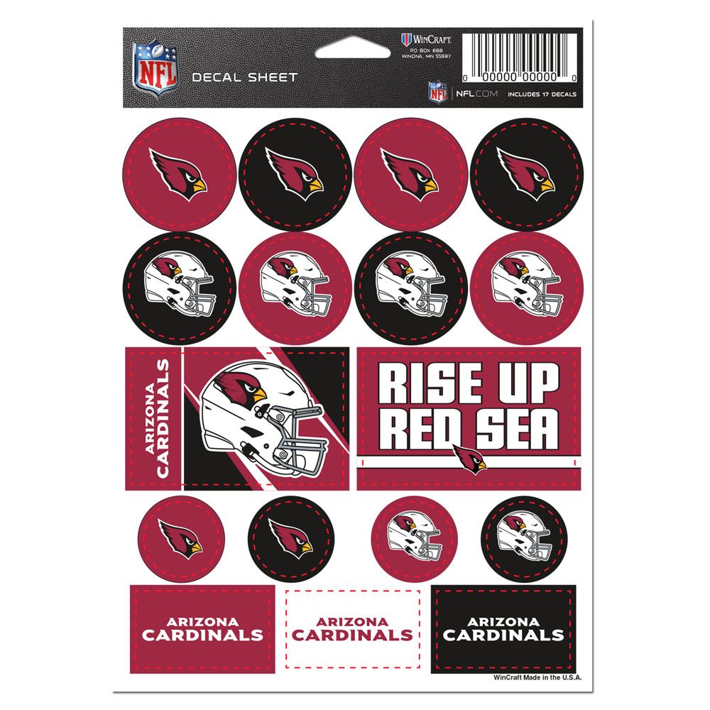 Arizona Cardinals Vinyl Decal Sheet 5x7"