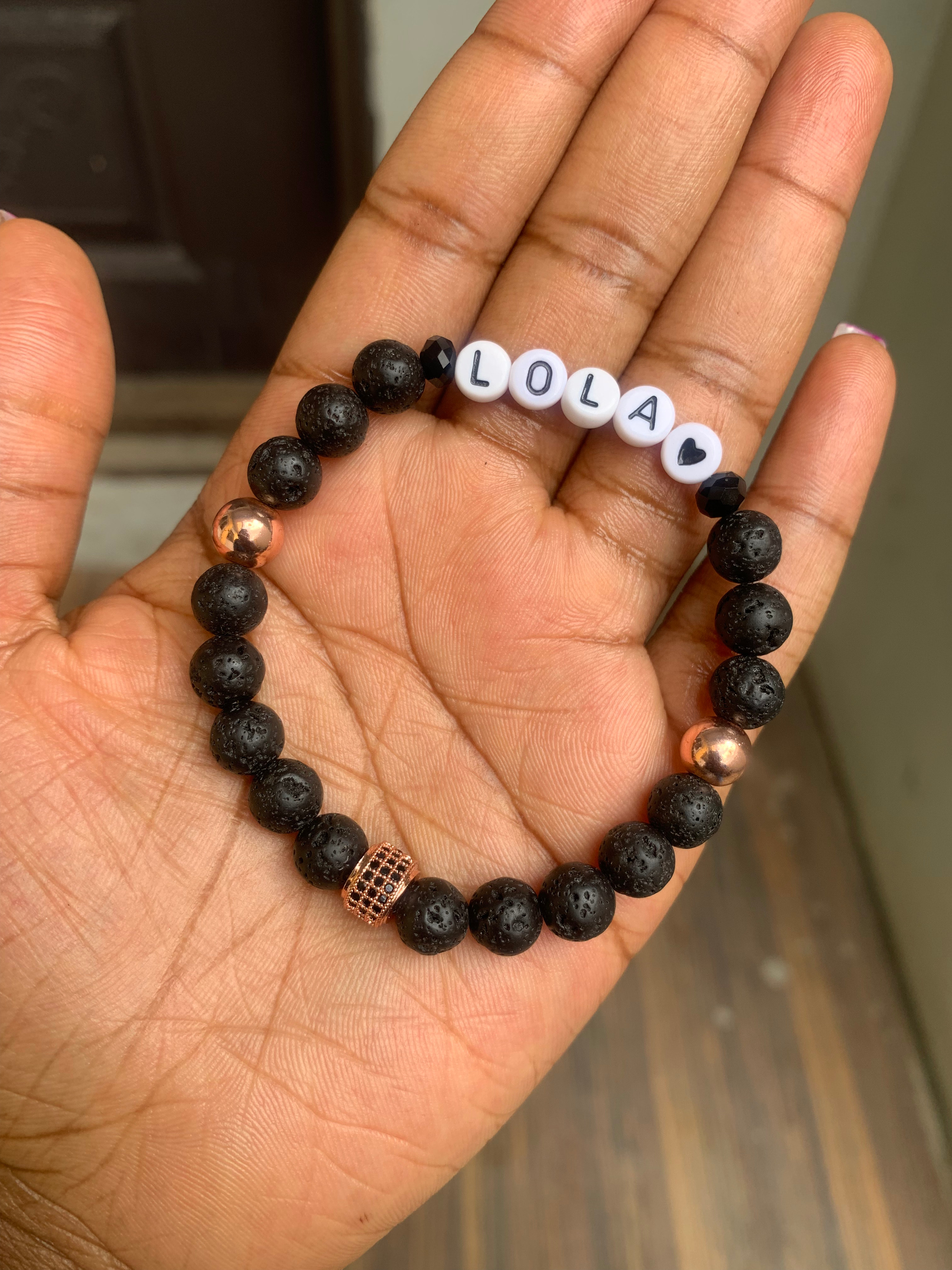Natural Lava Rock Bead Bracelet view 2