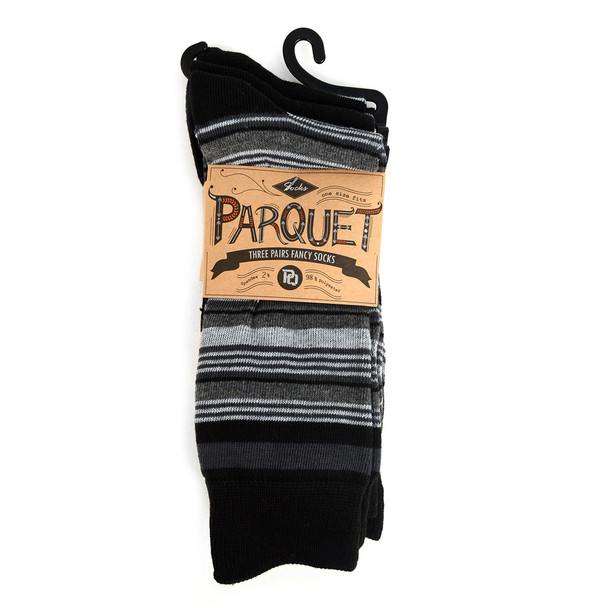 3-Pack Mens Sock Assorted Stripe Black