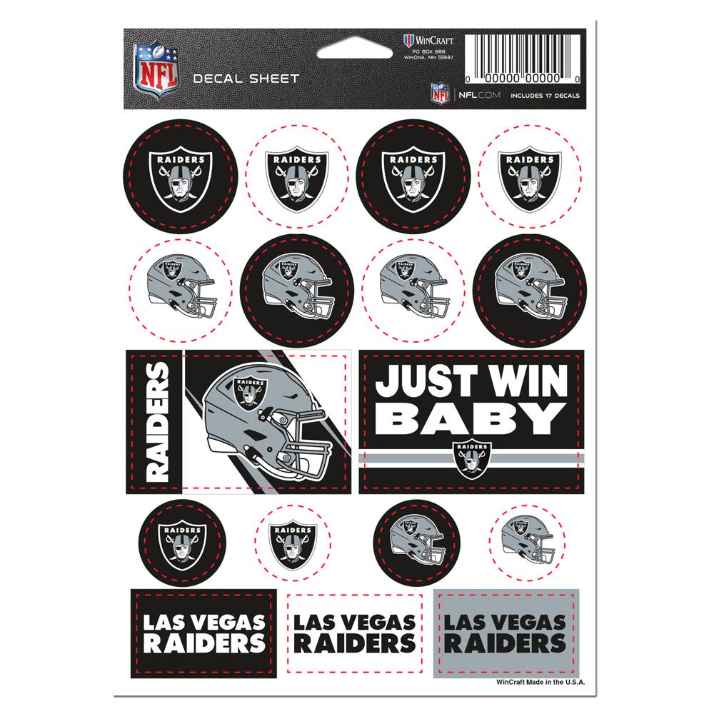 Las Vegas Raiders Vinyl Decal Sheet 5x7"