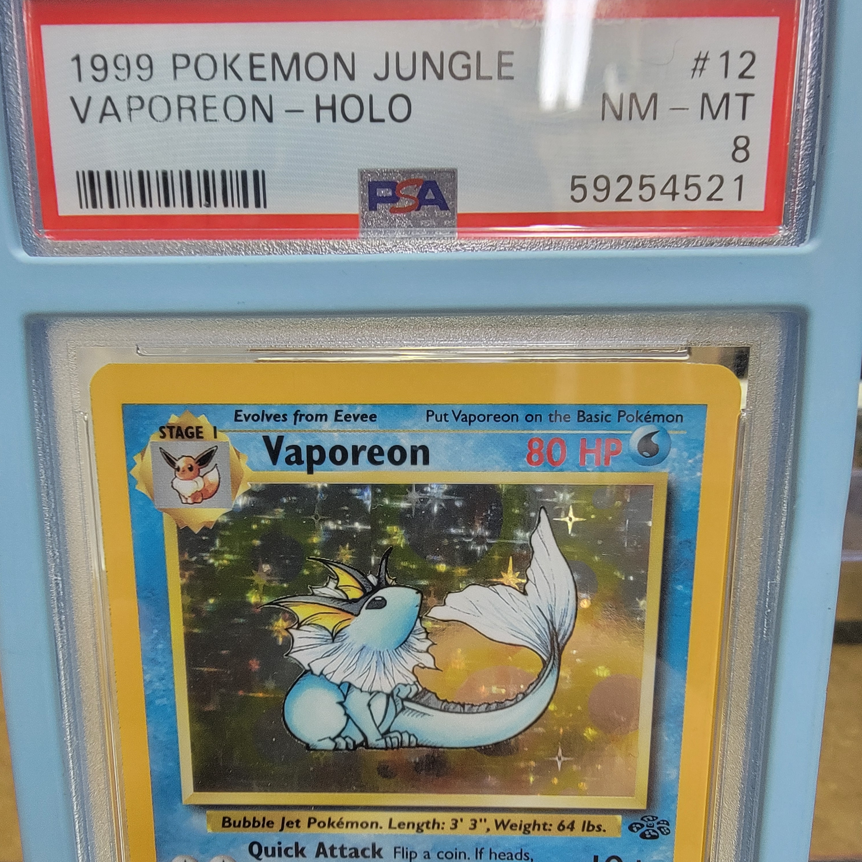 Psa 8 Vaporeon Jungle Holo Graded Card