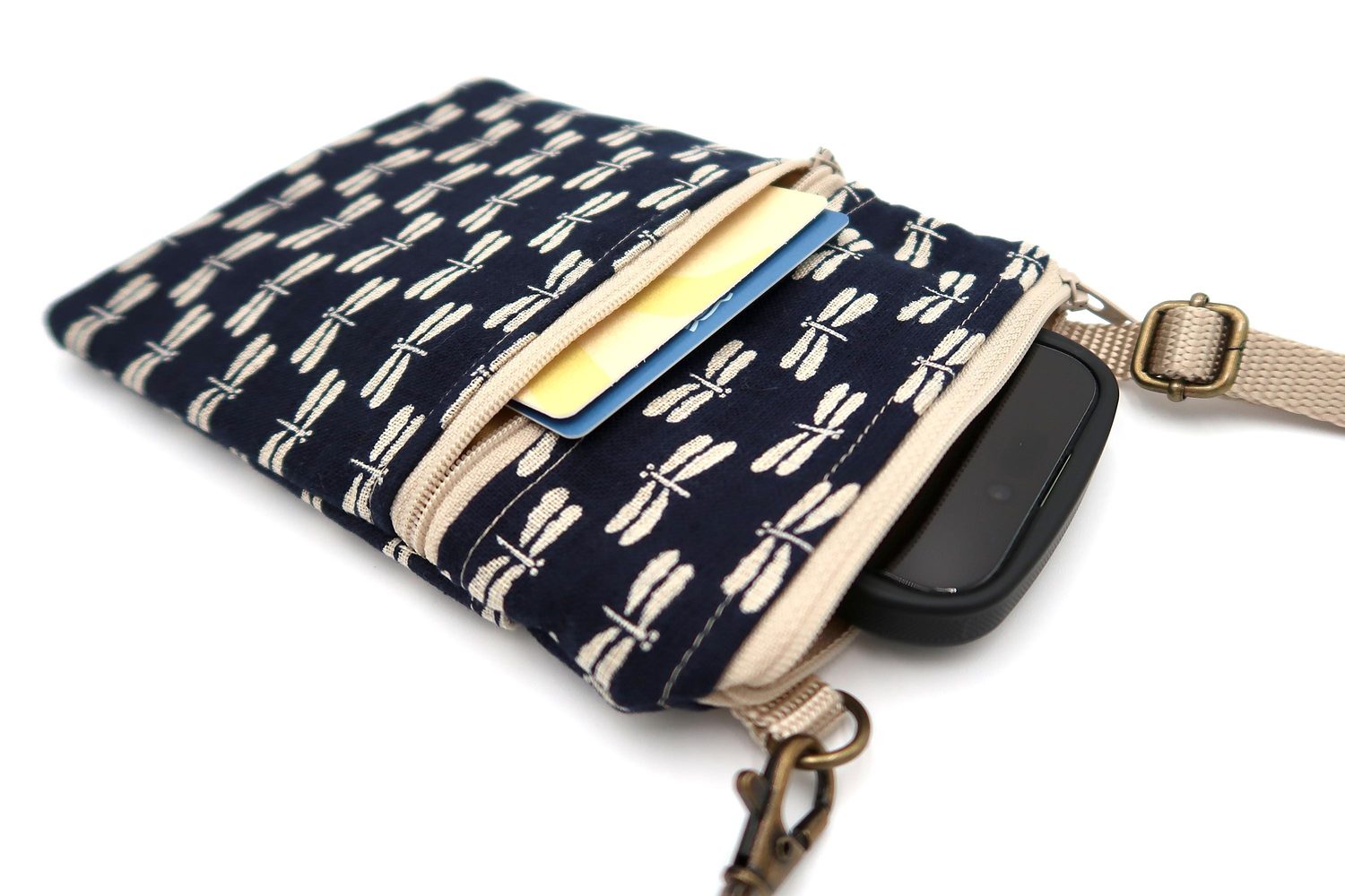 Small Crossbody Bag – Sevenberry Indigo Prints, 4 - Dragonflies
