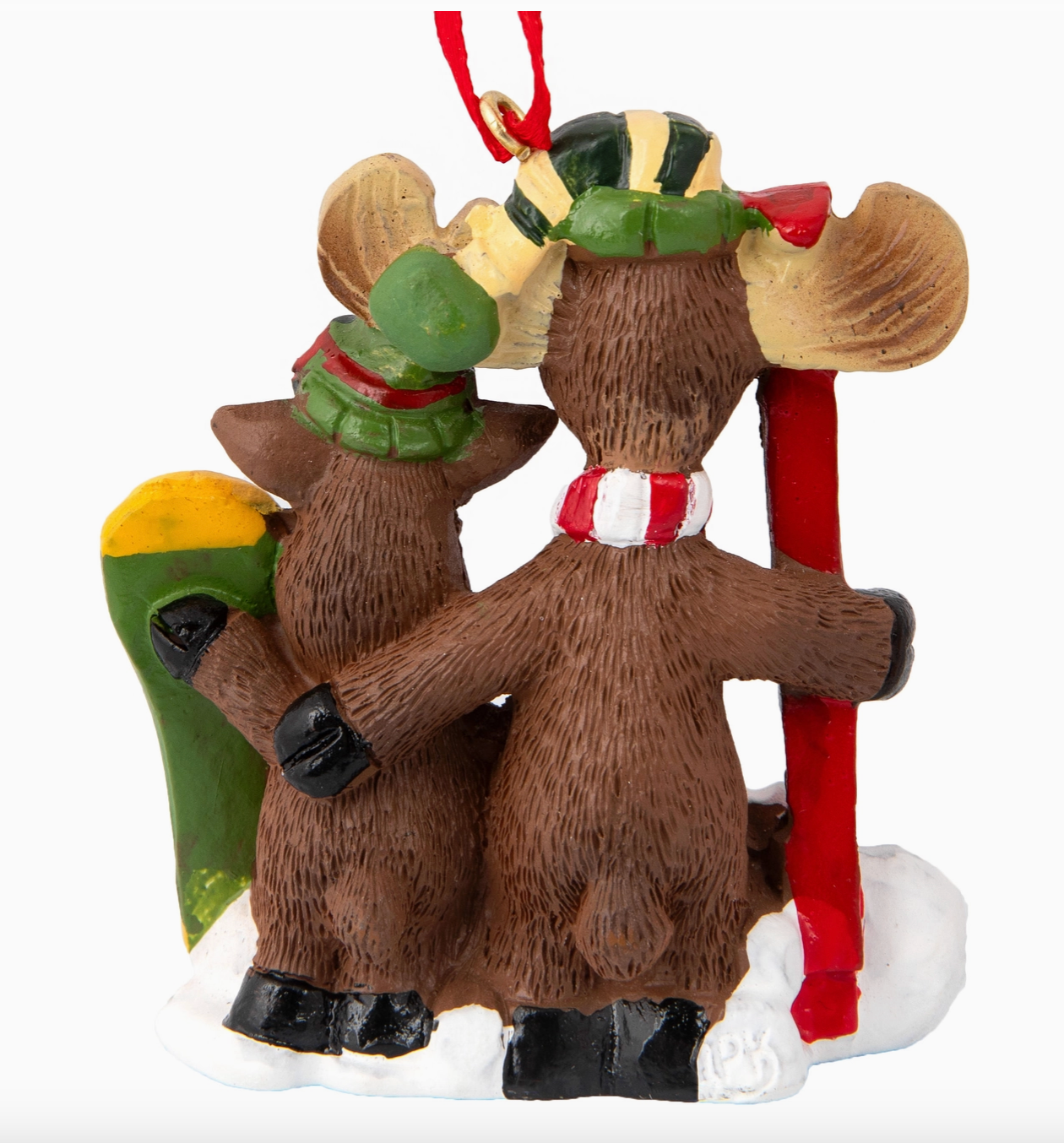 Ski and Snowboard Moose Family Ornament