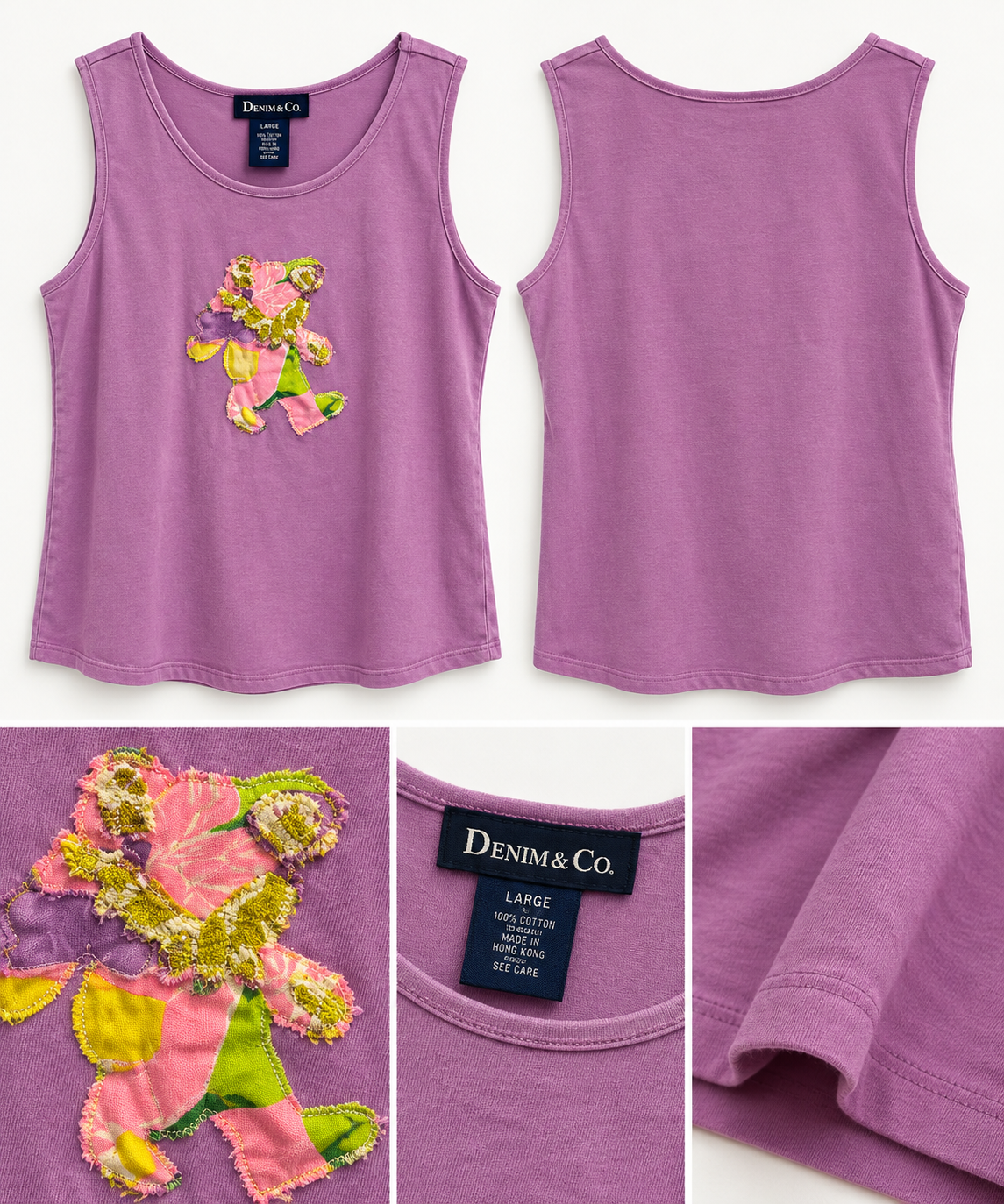 Tara's Thrifty Threads Artist 100% Upycycled Purple Bear Top