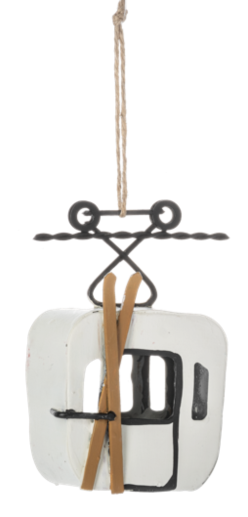 Ski Gondola Red or White Metal Ornament