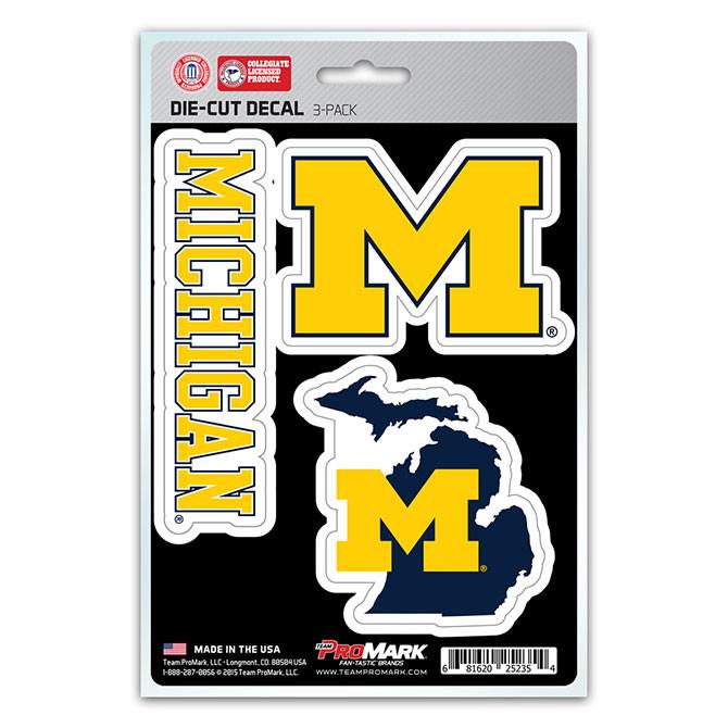Michigan Wolverines Die Cut Team Decals 3pk