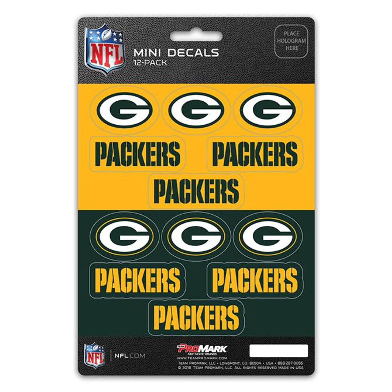 Green Bay Packers Mini Decals 12pk Set
