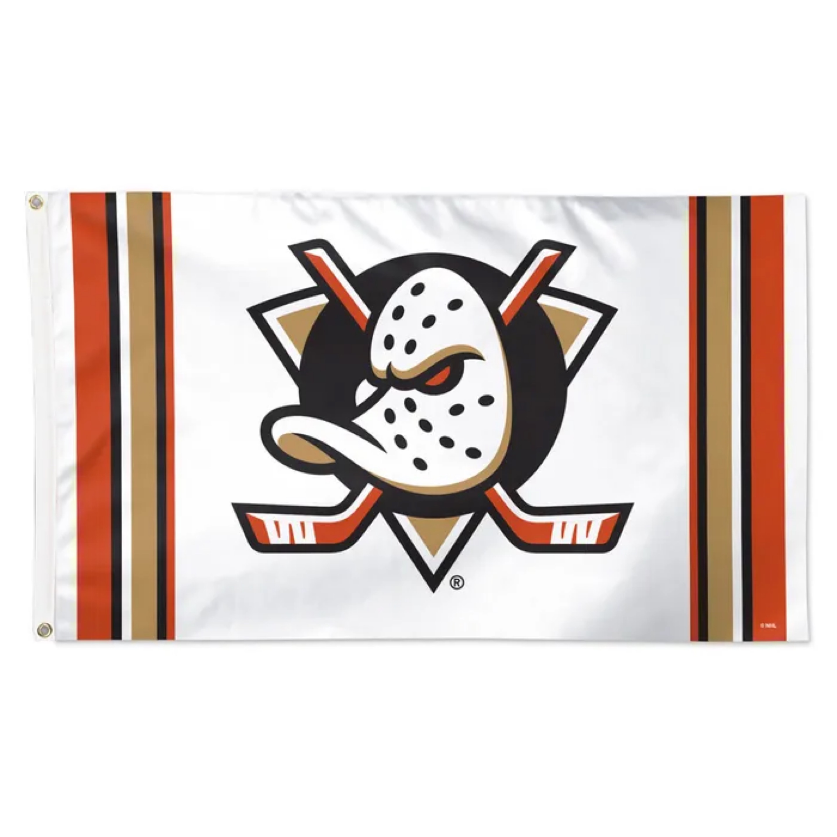Anaheim Ducks Deluxe White Vertical Stripes Flag 3x5'