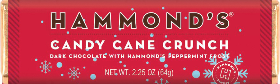 Hammond's Candy Cane Crunch Chocolate Bar 2.25 oz 12 ct