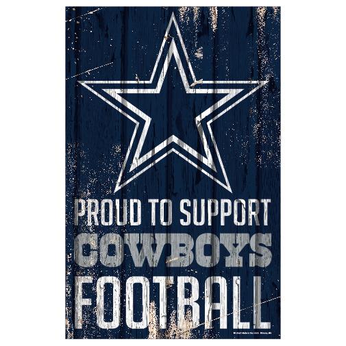 Dallas Cowboys Proud to Support Wooden Sign 11x17"