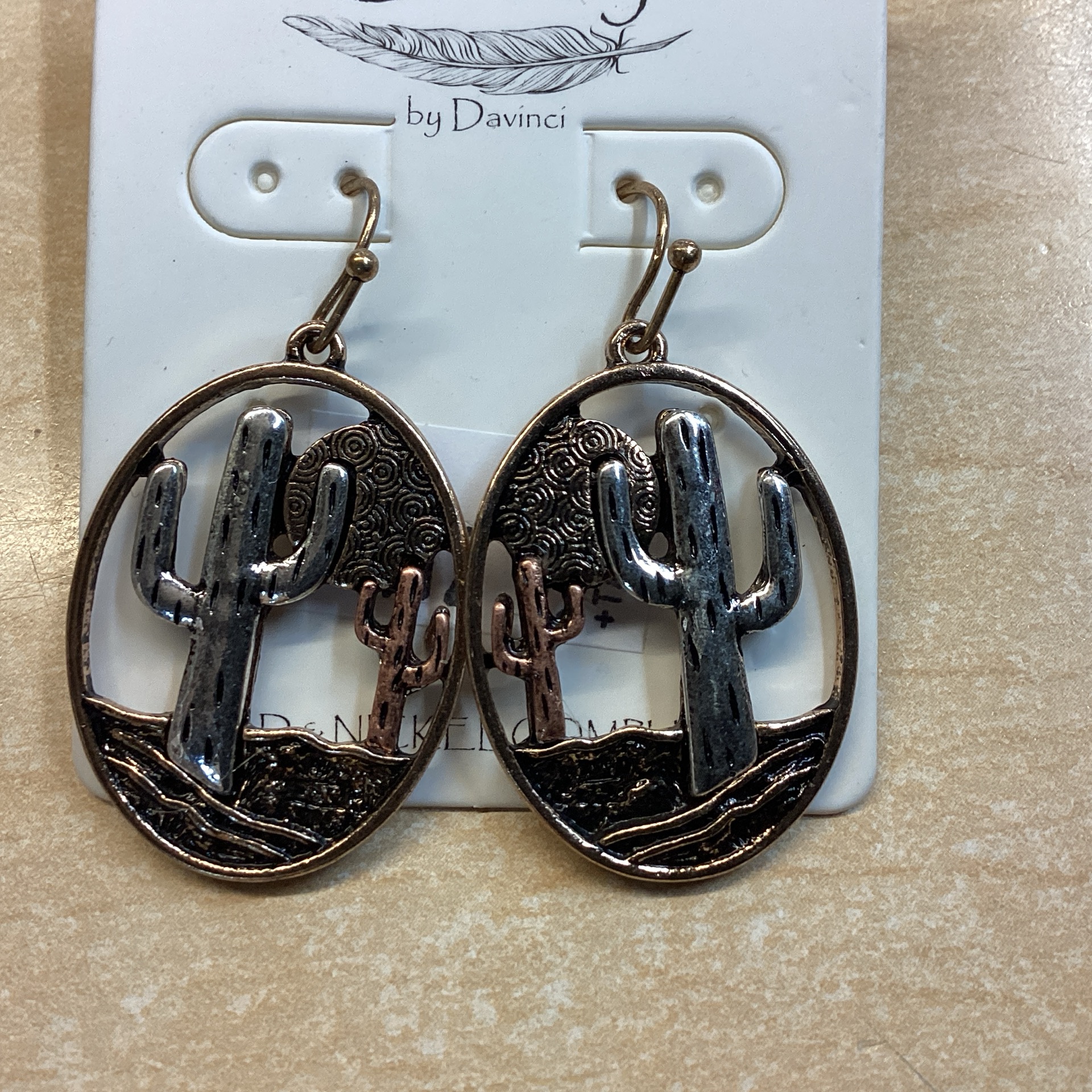 Earrings - Saguaro Cutout: Silver & Copper******