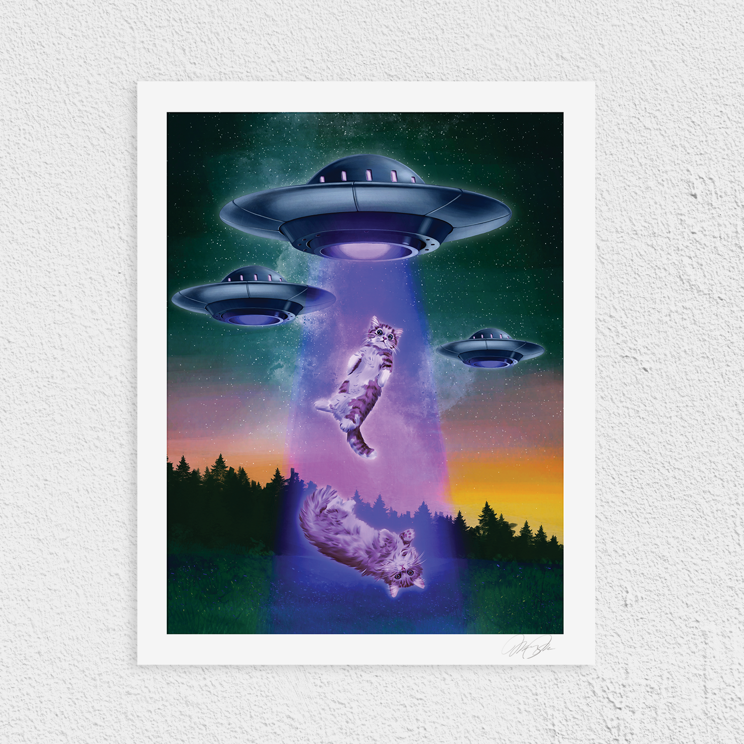 Cat Loaf Studio - Floof Abduction Art Print: 5x7
