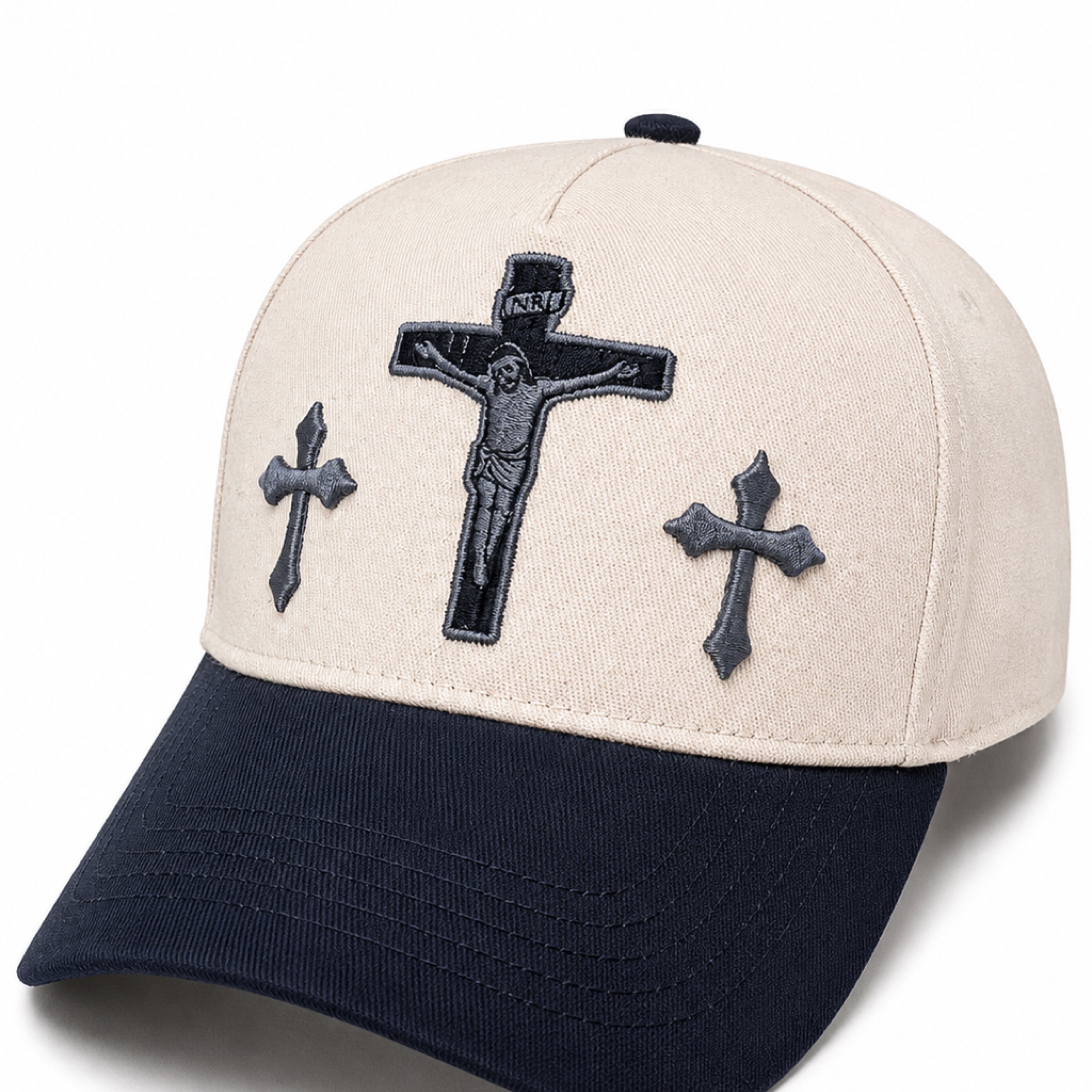 Two-Tone Faith Cross Embroidered Hat