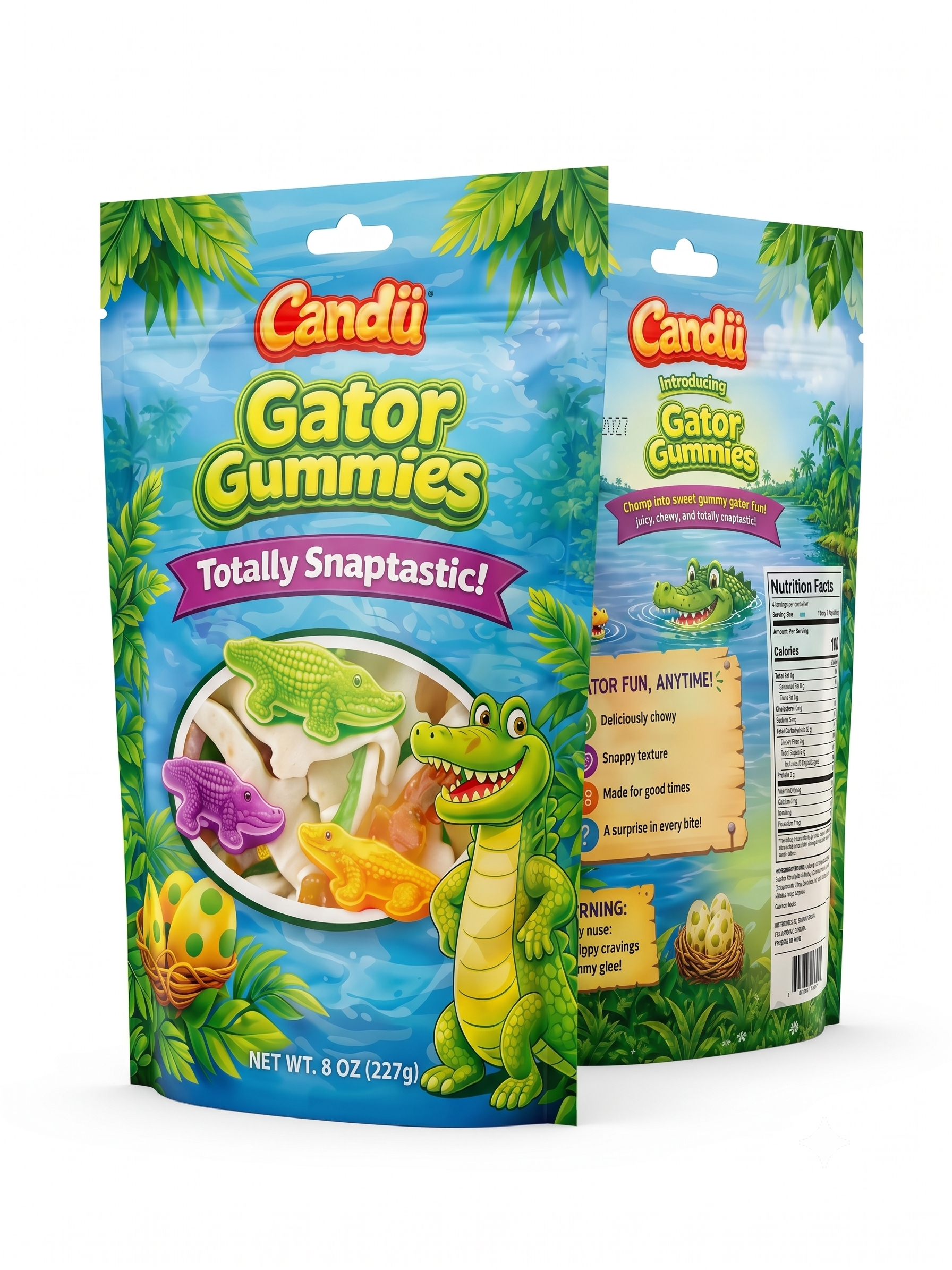 Candu Gator Gummy Assorted Fruit 8oz 12 Pack
