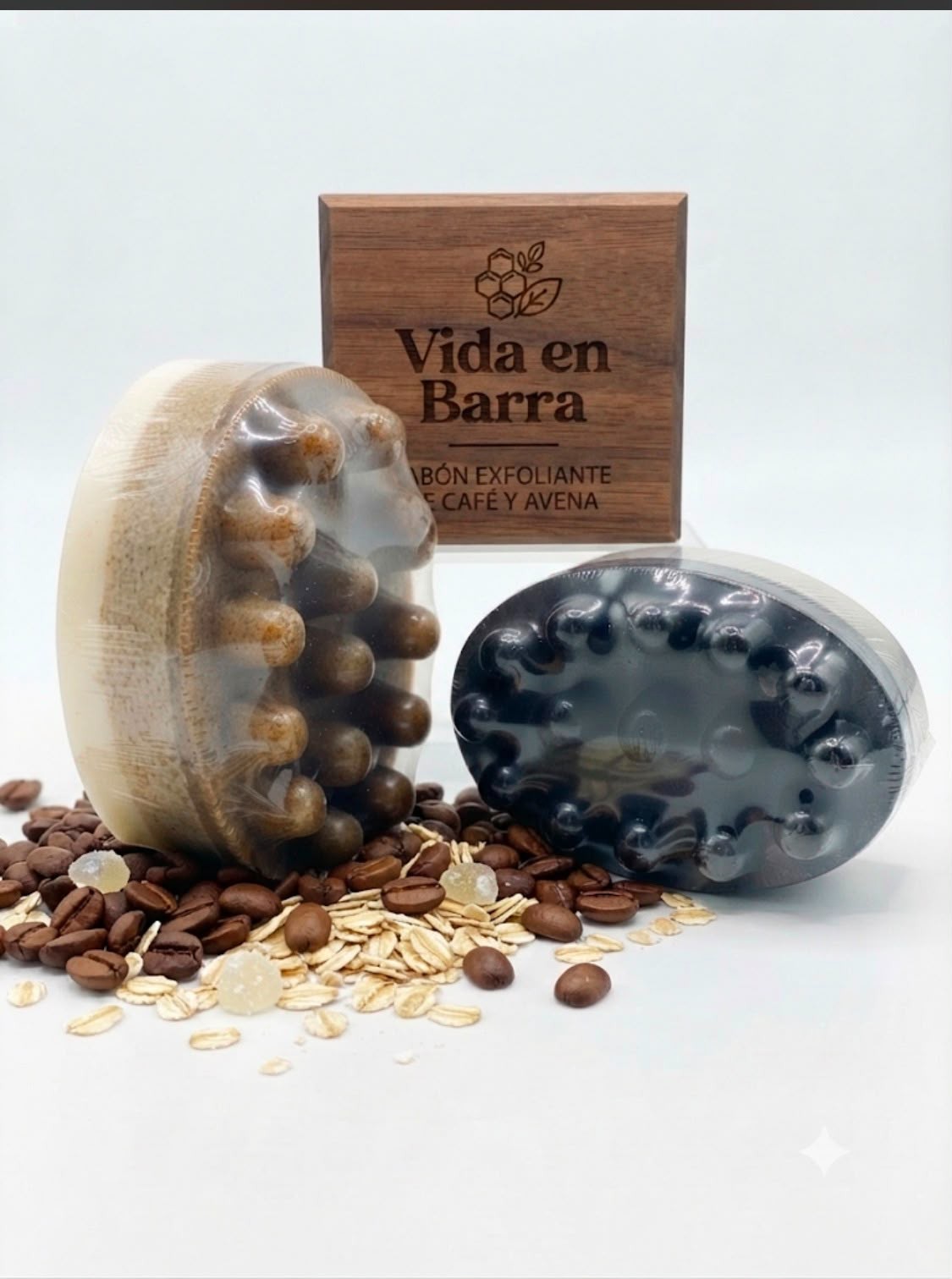 Jabon  masajeador de Cafe , avena  y leche de cabra