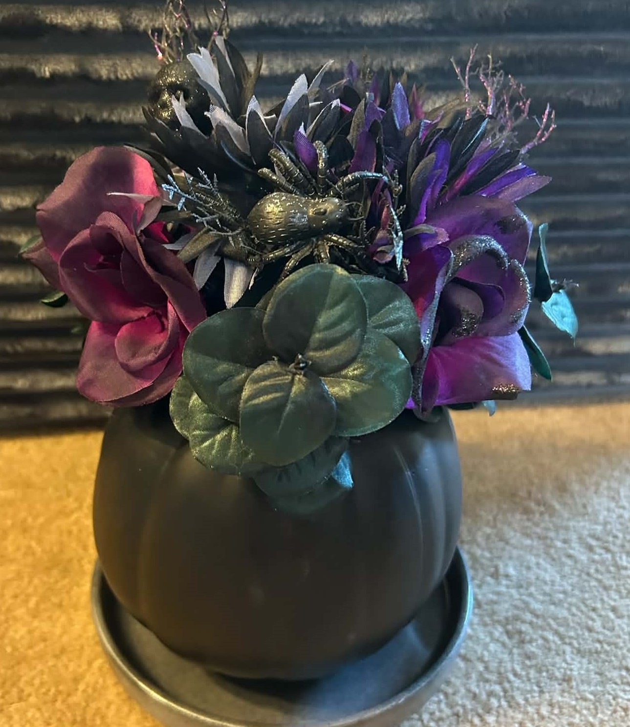 Centerpiece - Small - Black/Purple Flower with Spider