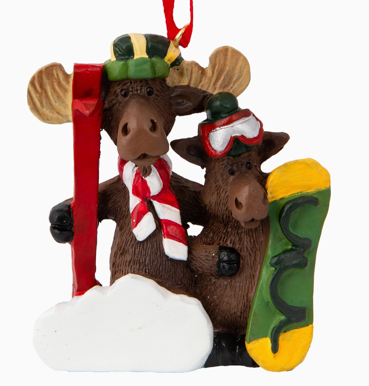 Ski and Snowboard Moose Family Ornament