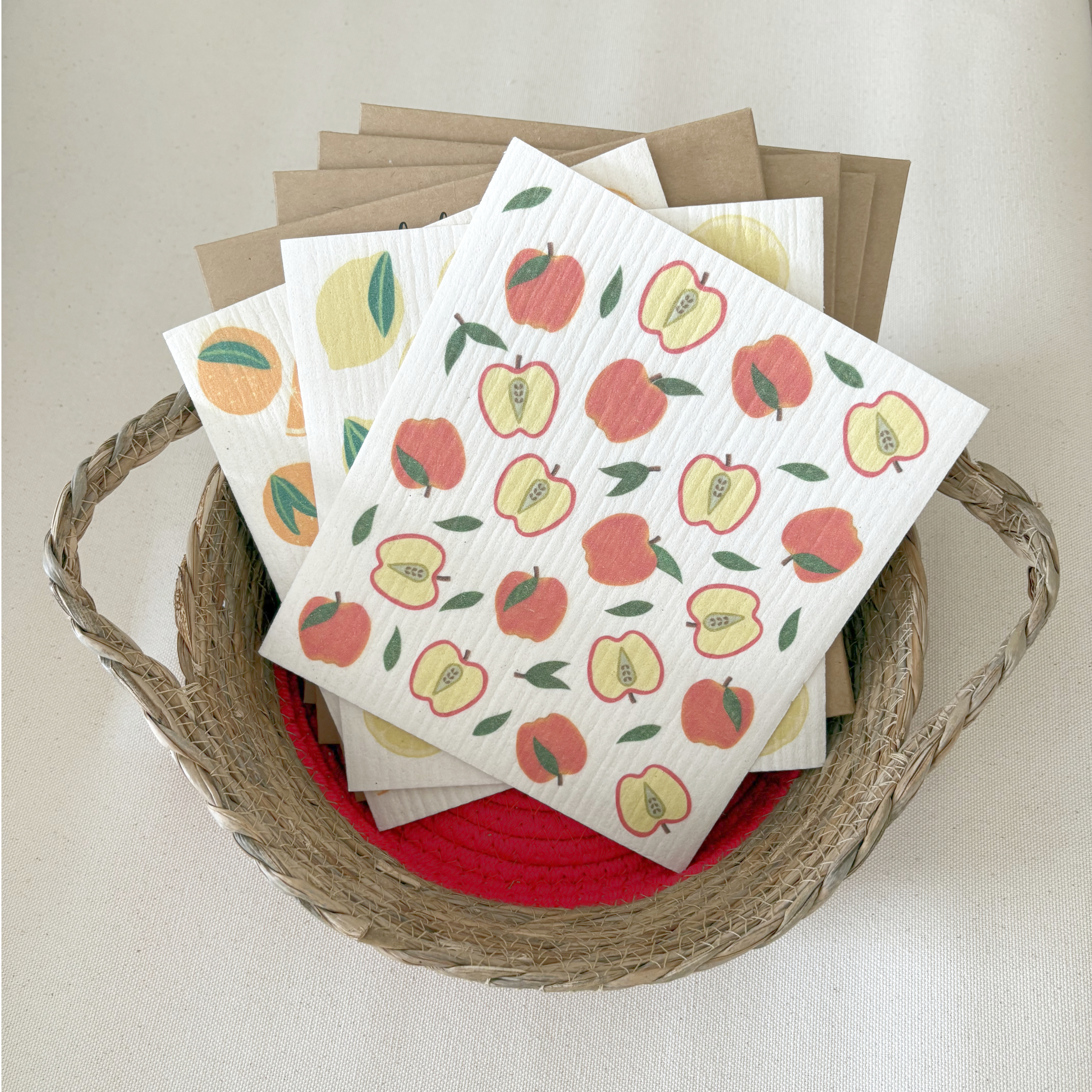 Fruit (Apple, Lemon, Orange) Swedish Dishcloth Bundle