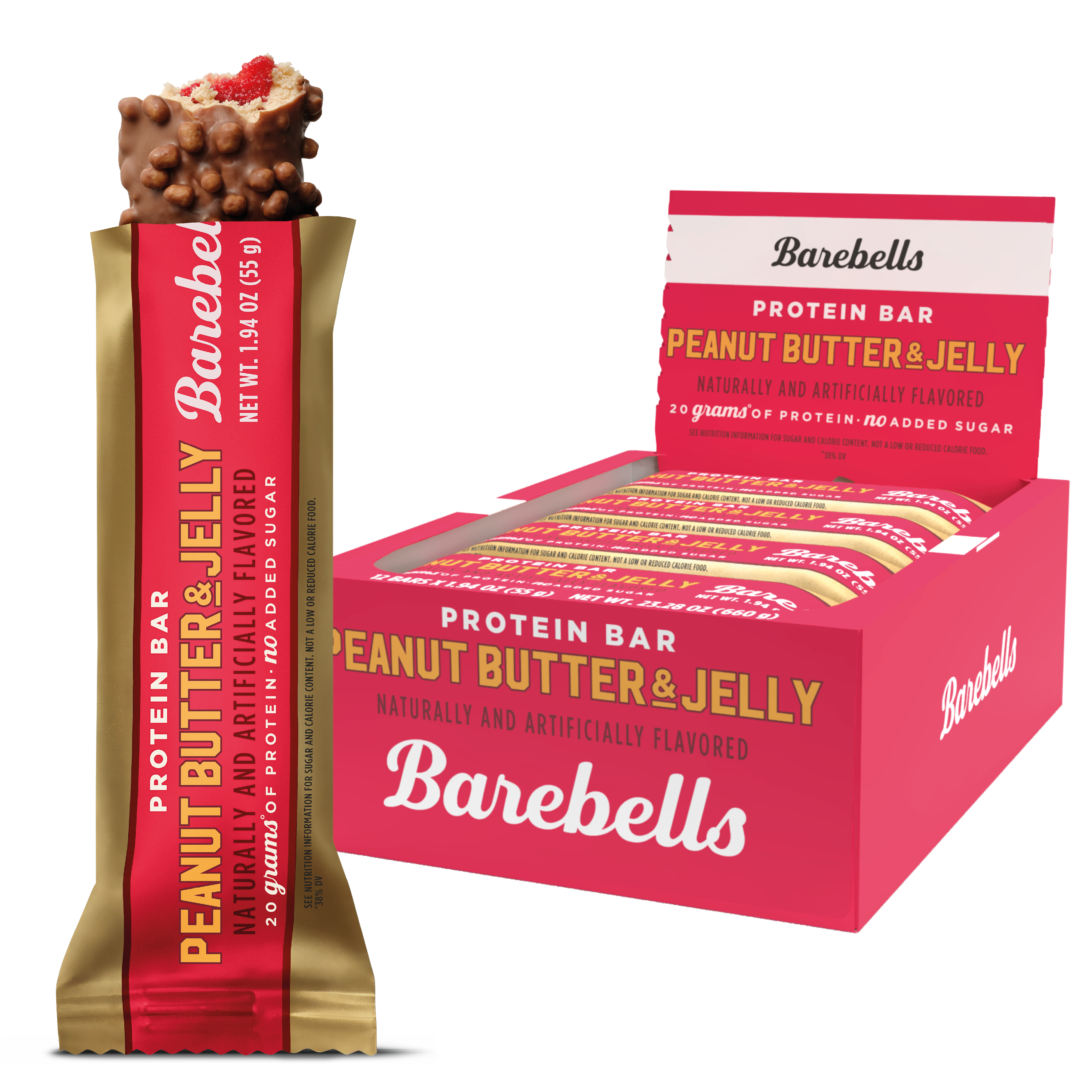 Barebells Protein Bar Peanut Butter Jelly 1.94 oz 12 ct