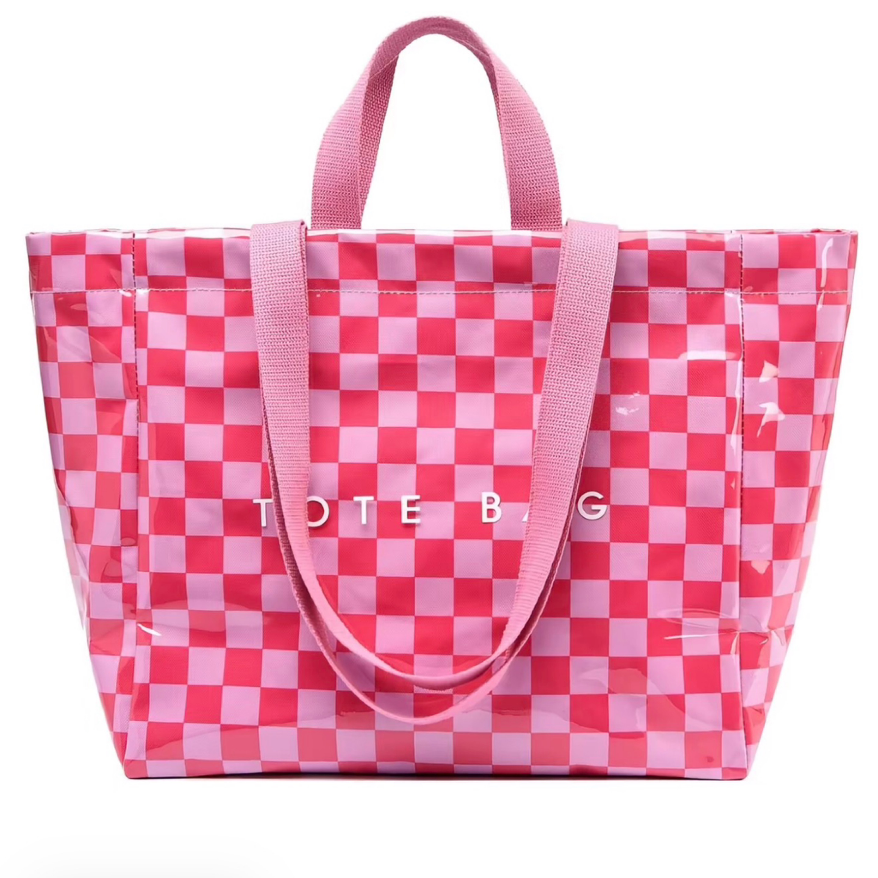 Tote bag pink checkered — Bama Tan boutique, Tuscaloosa AL
