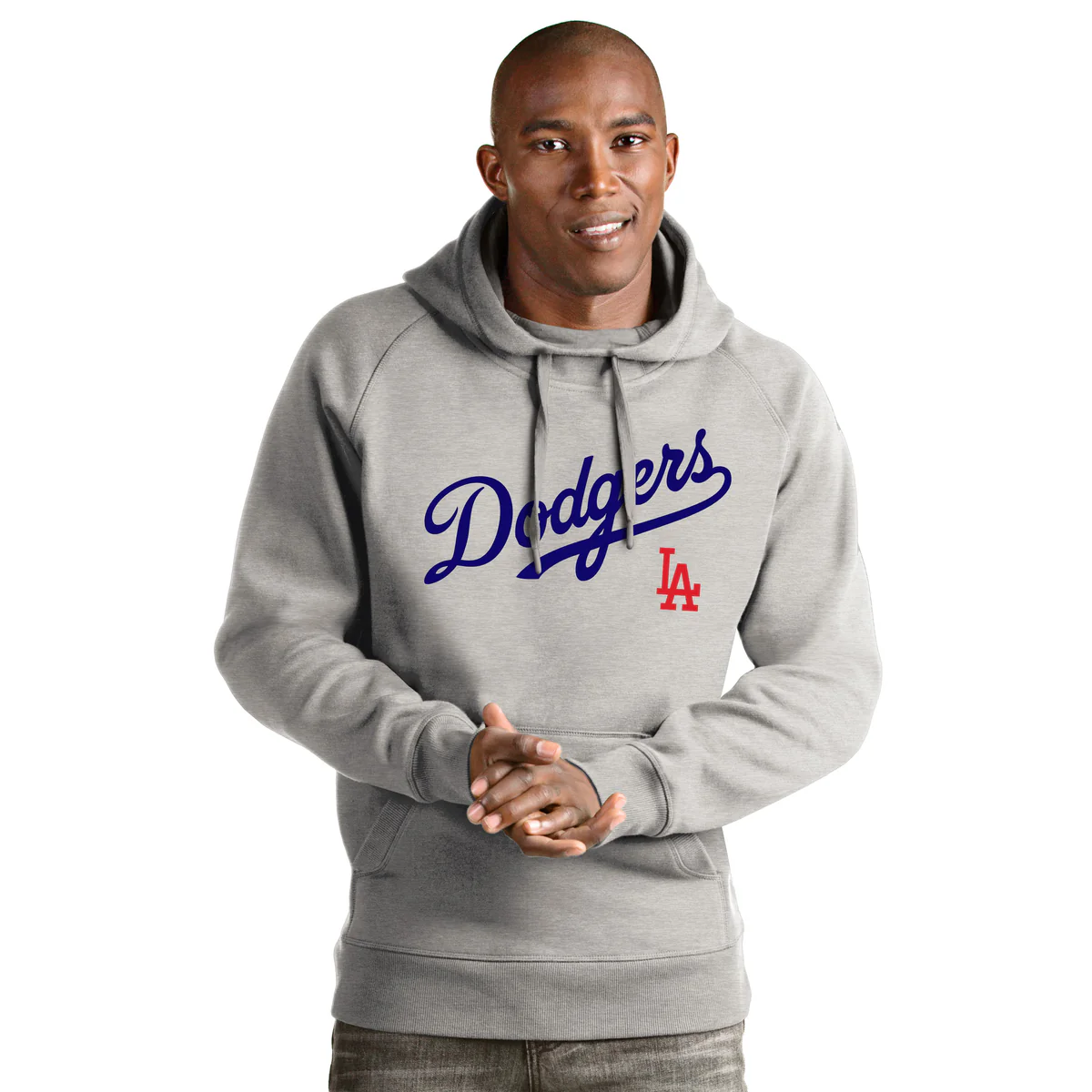 Los Angeles Dodgers Grey Antigua Hooded Sweatshirt