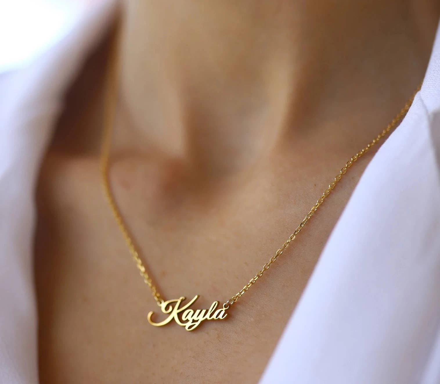 14k Solid Gold Name Necklace-Customized Necklace, 50 Microns