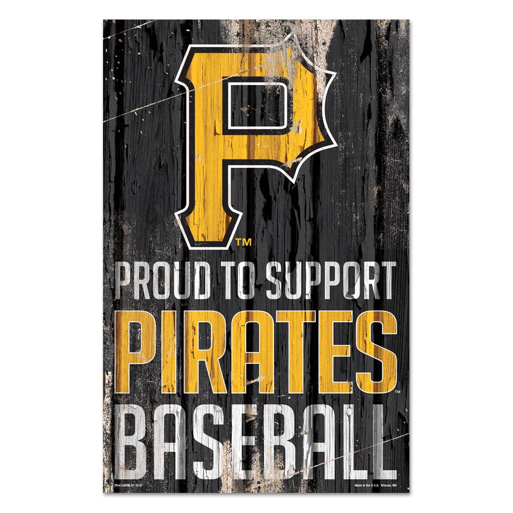 Pittsburgh Pirates Proud to Support Wooden Sign 11x17"