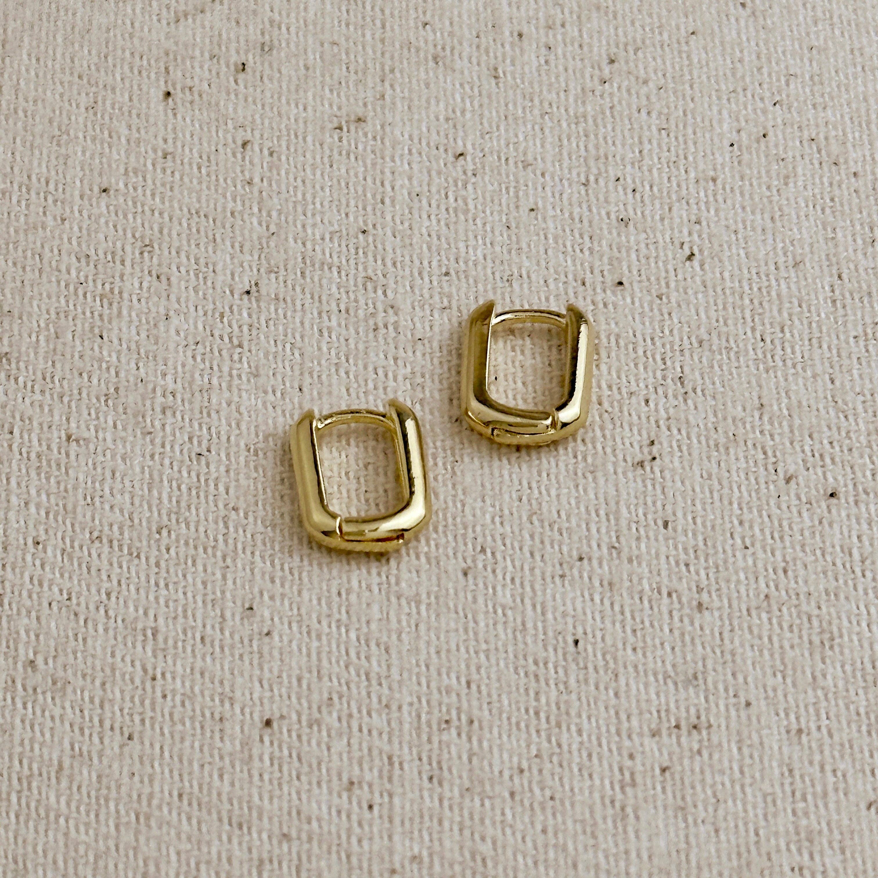 18k Gold Filled Oblong  Hoop Earrings - 10mm
