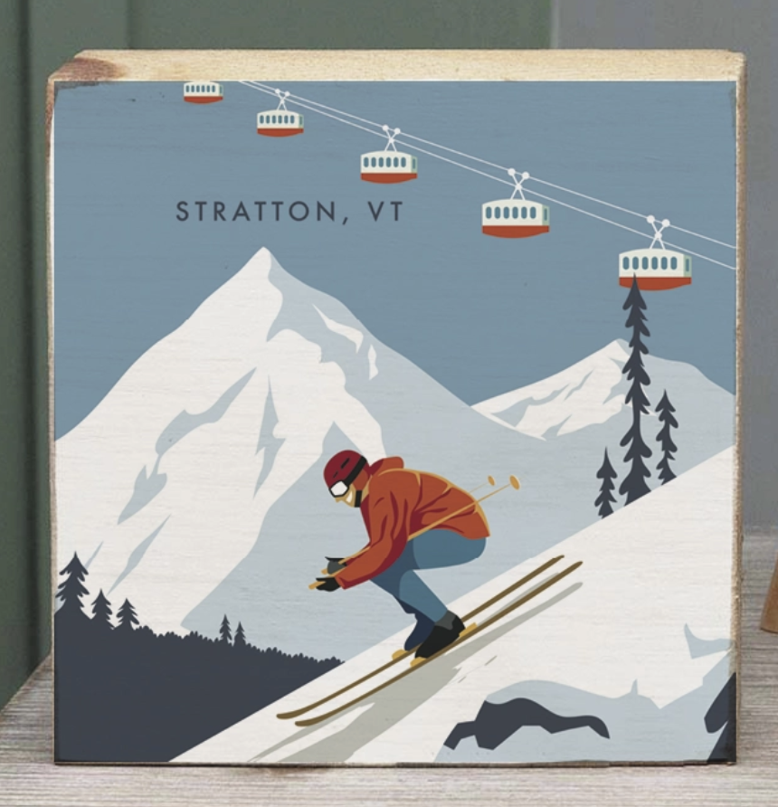 Vail Bluebird Day Wooden Block