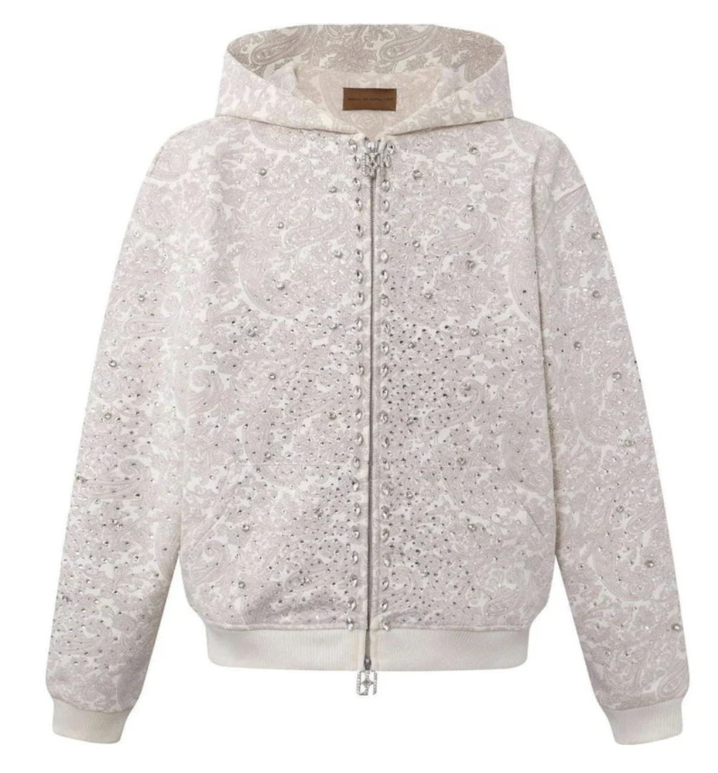 BIRTH OF A ROYAL CHILD  ( Cashew Blossom Pearl Zipper Hoodie-WHT )