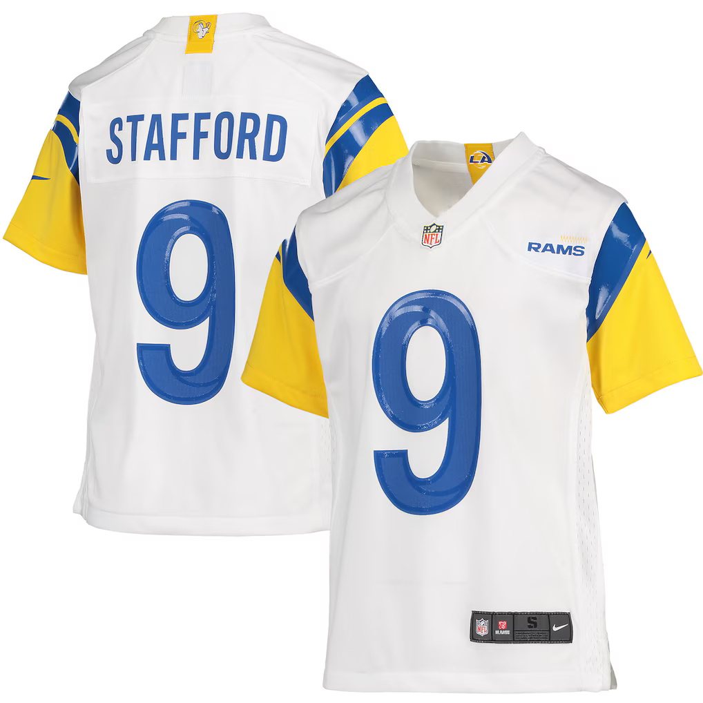 Los Angeles Rams Matt Stafford #9 Kids White Nike Game Jersey
