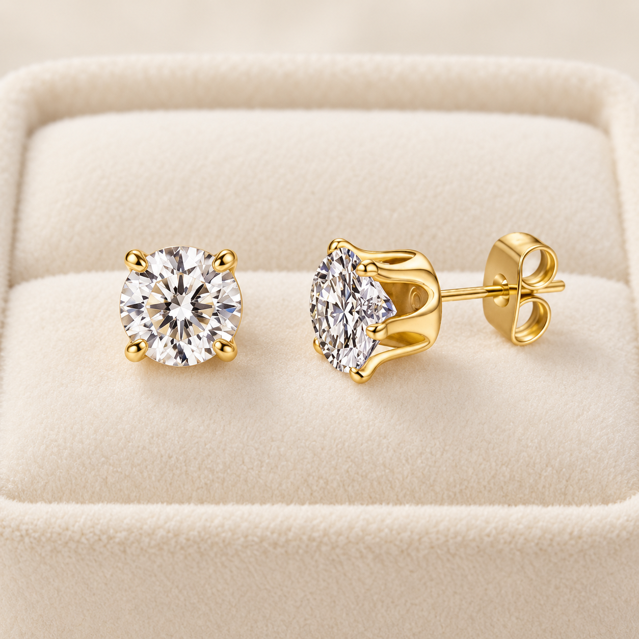 18K Gold Plated 304 Stainless Steel Marquise Cubic Zirconia Stud Earrings