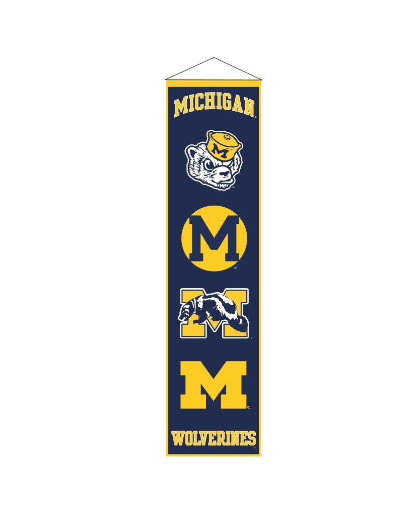 Michigan Wolverines Wool Heritage Banner 8x32" Without Circa Year