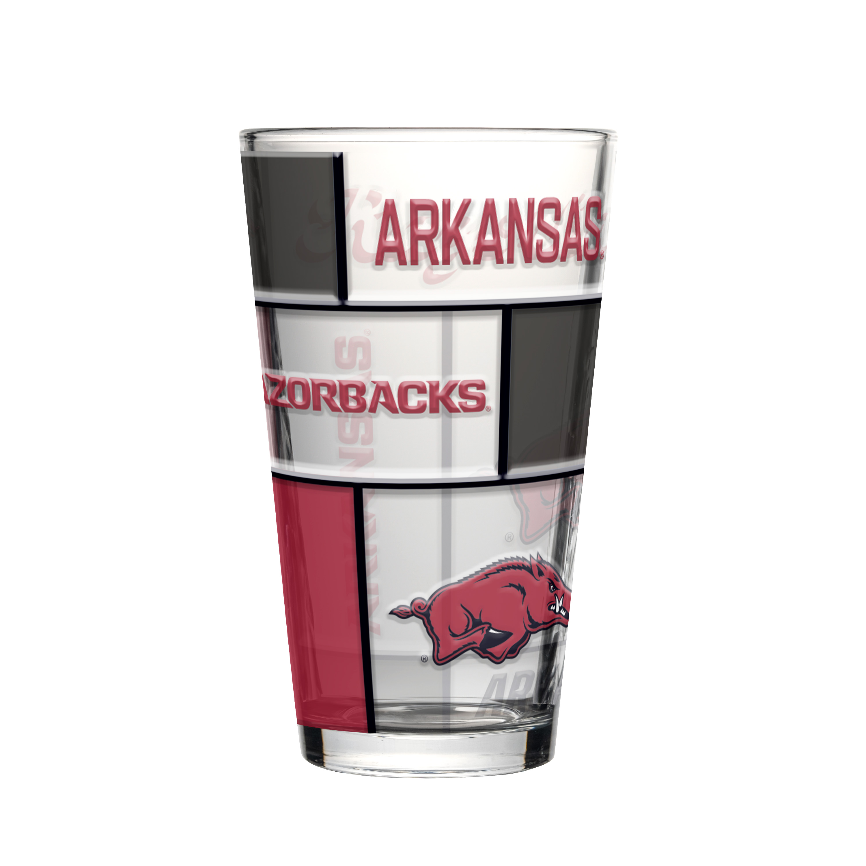 Arkansas Razorbacks Boxed Quilted Stained Pint Glass 16oz