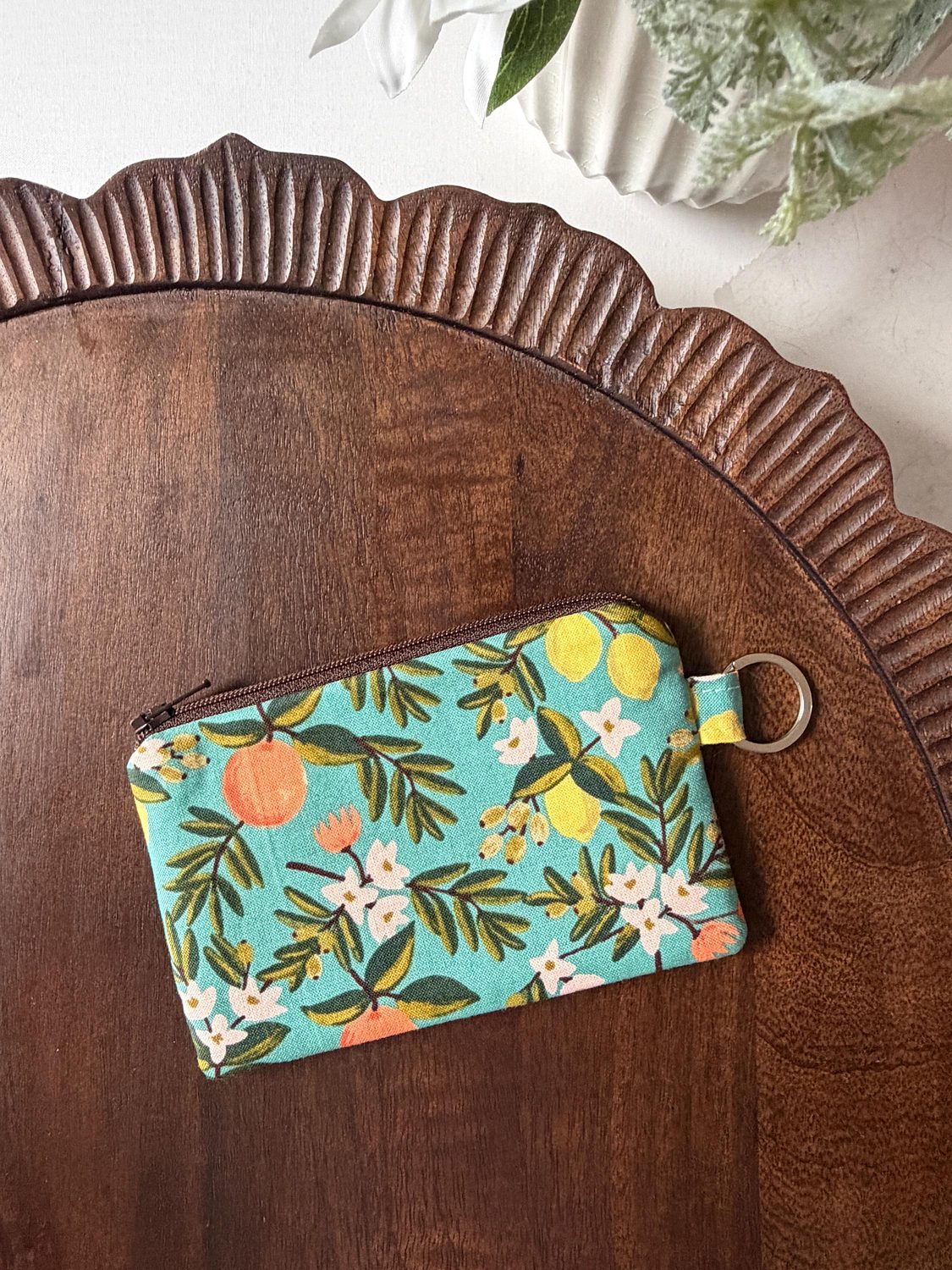 Keychain Pouch – Citrus Floral Teal, photo 3 of 4