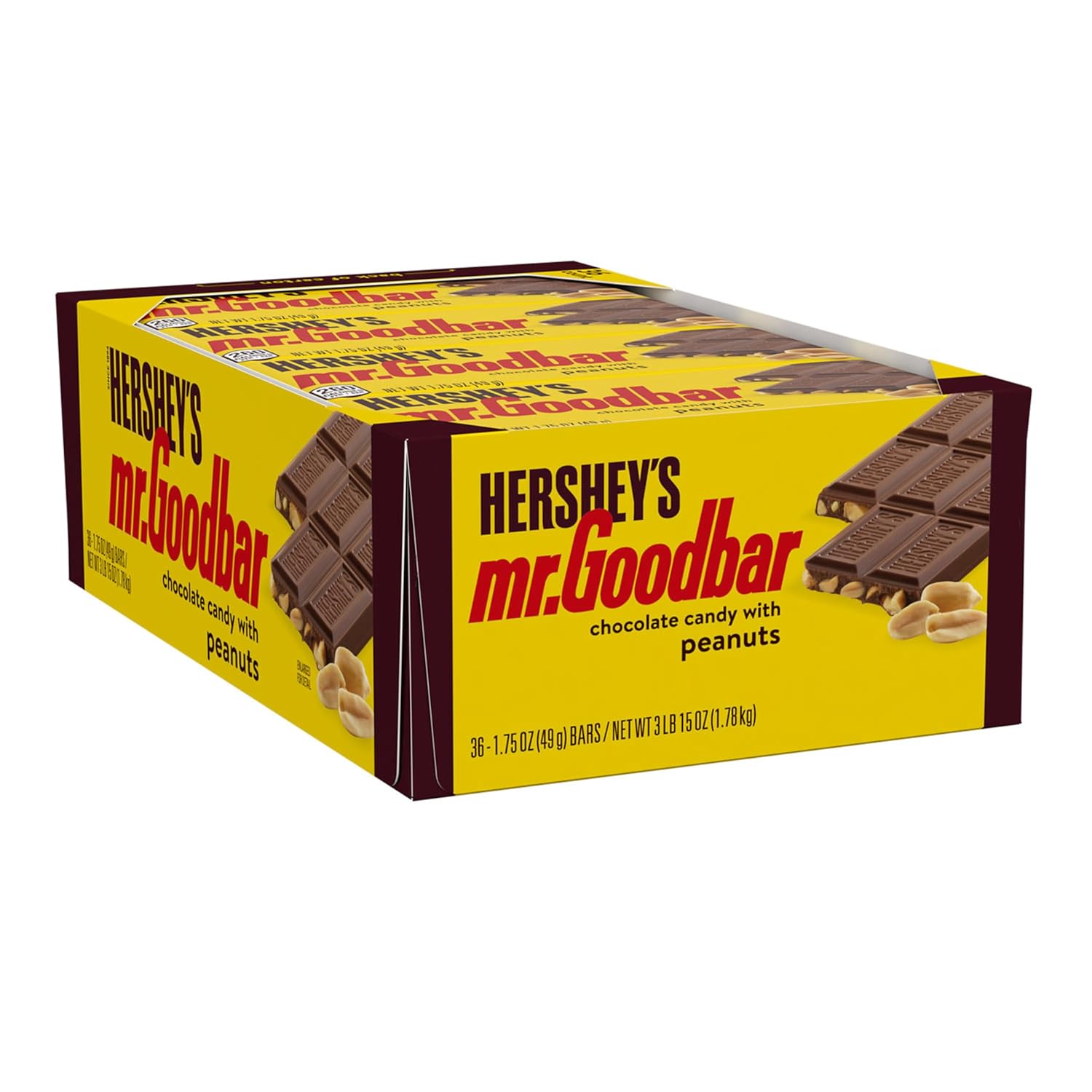 Hersheys Mr. Goodbar Chocolate Candy Bar with Peanuts 36 Count 1.75 Ounce