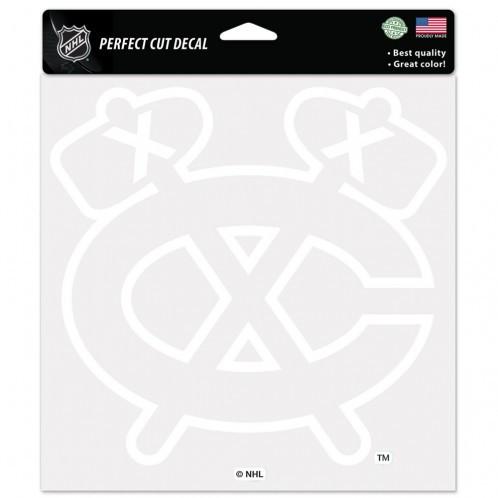 Chicago Blackhawks White Perfect Cut Decal 8x8"