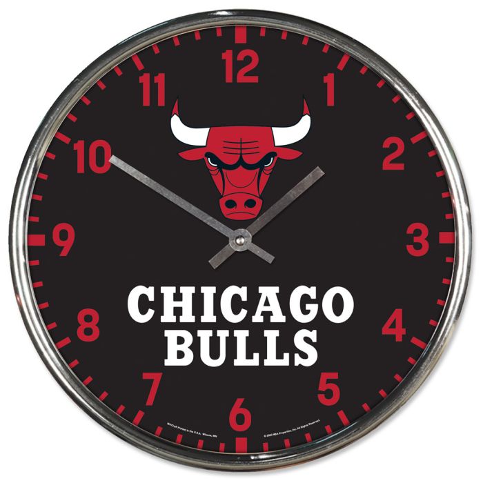 Chicago Bulls Round Chrome Wall Clock