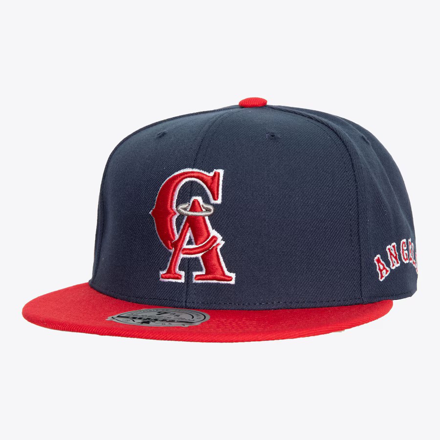 California Angels 1993 Navy Blue/Red Mitchell and Ness Cooperstown Fitted Hat
