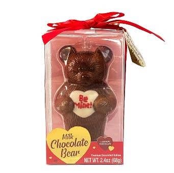 Valentine Be Mine Heart Milk Chocolate Bear 2.12oz, 6ct