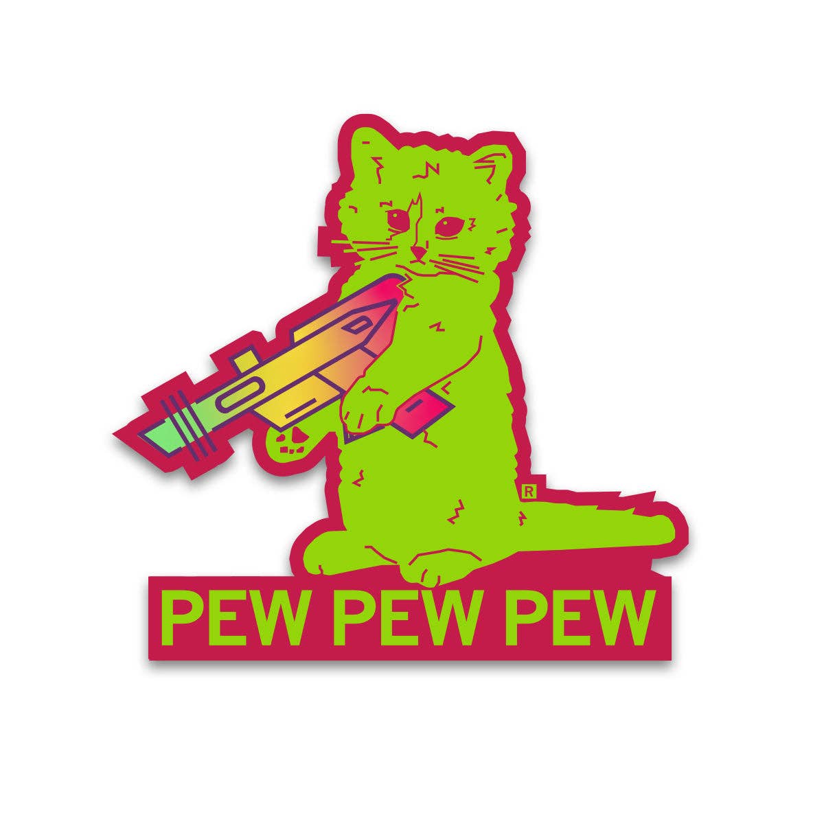 RAYGUN - Pew Pew Pew Neon Green Die-Cut Sticker