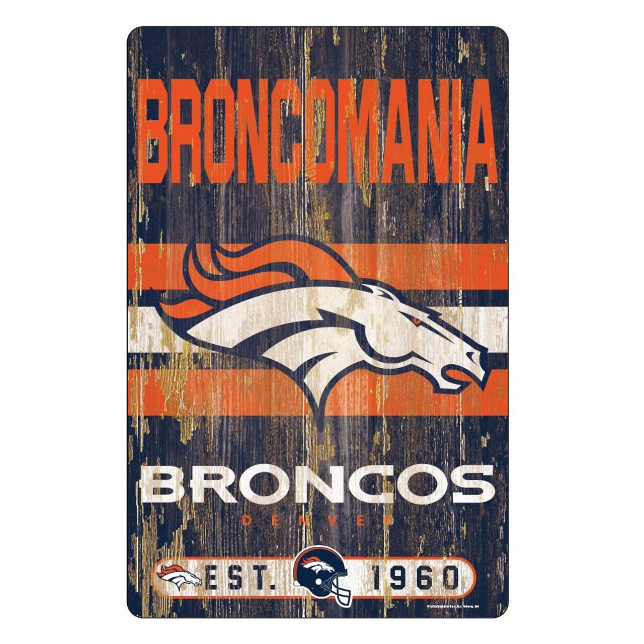 Denver Broncos Wood Slogan Sign 11x17"