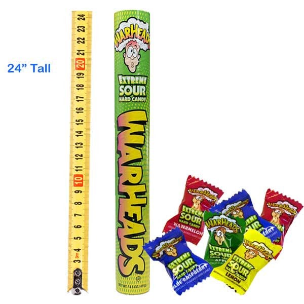 Mega Tube Candy Bank HUGE 24" Tall Extreme Warheads 14 oz