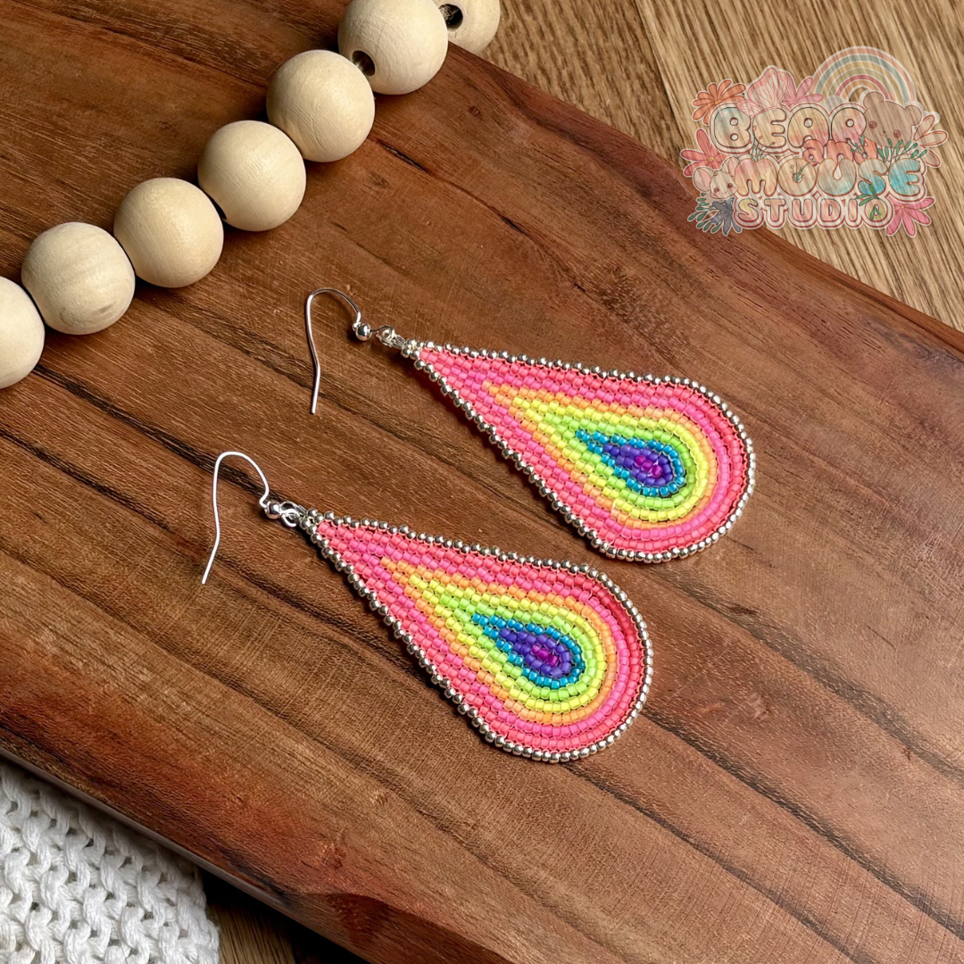 Neon Rainbow Teardrop Earrings preview image